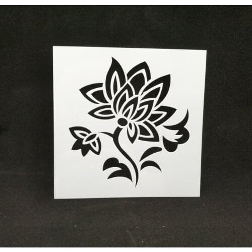 13*13 Louts flower Layering Stencils graffiti hand copied board hollowed out diy photo album graphic spray painting tool