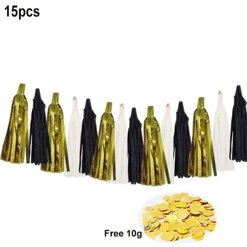 15pcs Mix Color black rose Gold Pink Paper Tassels DIY 15 Tassels (3 Bags) Wedding Baby Bridal Shower Birthday Party Table Decor