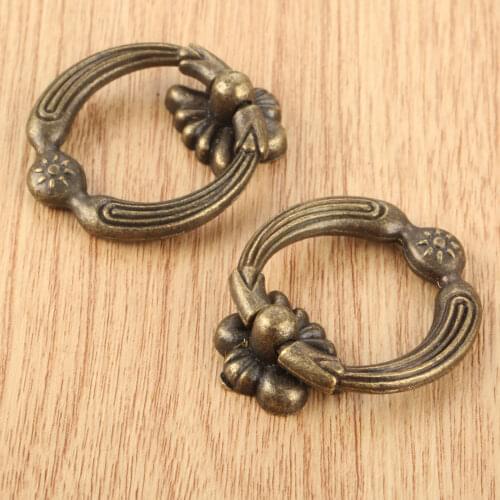 2pcs Vintage Jewelry Chest Pull Knobs Antique Bronze Kitchen Pull Drawer Cabinet Cupboard Door Furniture Handles With Screws