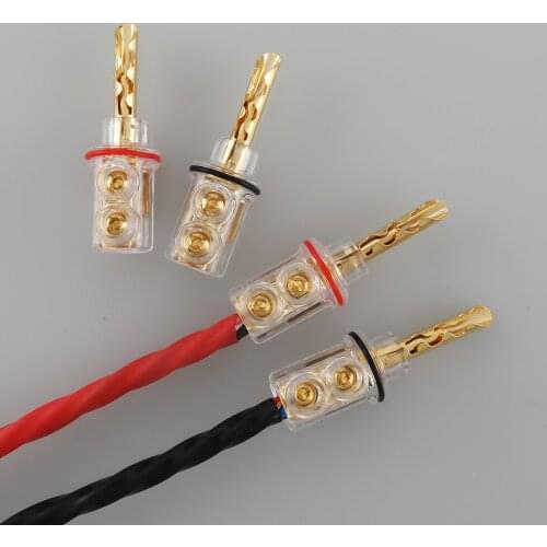 4pcs/pack 4mm Gold plated BFA banana Transparent Cover Audio Banana Plug for speaker cable without Box