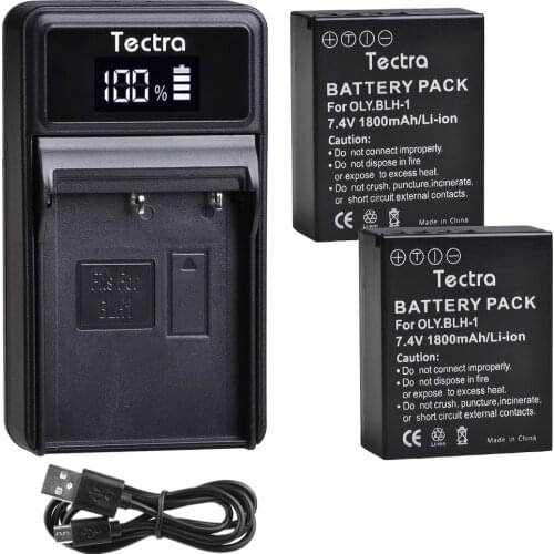 2pc 7.4v 1800mAh BLH-1 BLH1 BLH 1 Camera Battery+LED USB Charger for Olympus E-M1 Mark II EM1-2 EM1Mark Camera