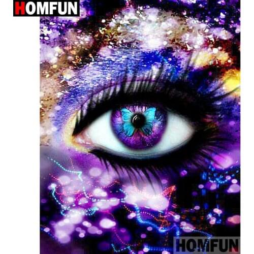 HOMFUN Full Square/Round Drill 5D DIY Diamond Painting "Butterfly eye " 3D Diamond Embroidery Cross Stitch Home Decor A19507