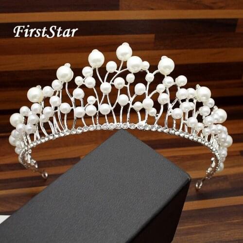 Crystal Large Wedding Hair Crown Bridal Pearl Rhinestone Tiara Headband For Women Ornament Jewelry Wedding Party Prom Pageant