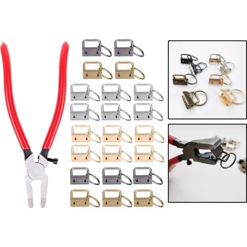 22Pcs 1" 25mm Key Fob Hardware with Key Fob Pliers , Glass Running Pliers Tools, Studio Running Pliers for Belts,Ribbon, Webbing