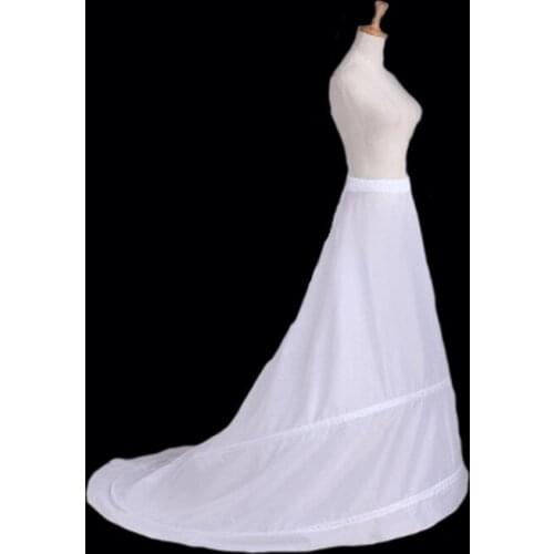 Fast Shipping 2 Hoops Trailing Petticoat Crinoline Slip Underskirt For Wedding Dress Bridal Gown In Stock