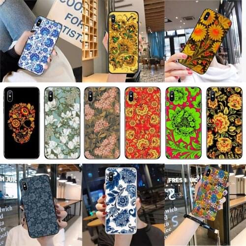Khokhloma Russian Pattern Flower Phone Case for iPhone 11 12 pro MAX MINI XS 8 7 6 6S Plus X 5S SE 2020 XR