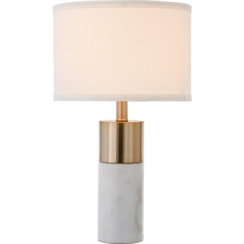 Home decor modern luxury bed side fabric shade marble table lamps reading lamps for bedroom