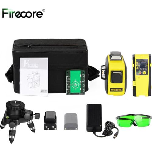 FIRECORE 360 Laser Level 3D 12Lines Лазерный Уровень Auto Self-Leveling Red Green Laser With Receiver/Bracket/3M Tripod
