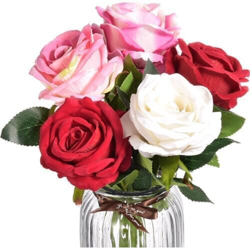 Artificial flower Silk Simulation bud flower rose flower bouquet for wedding table accessory home decoration