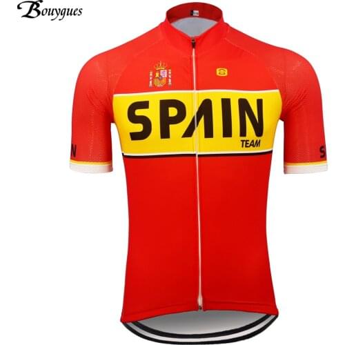 Spain Pro Team Mens Cycling Jersey Short Sleeve Maillot Ciclismo Red Summer Bike Cycling Jersey MTB jersey sport Quick-drying