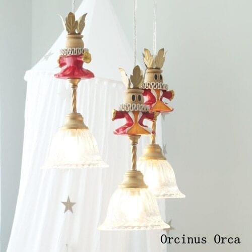 American color creative puppet chandelier Boy Girl Bedroom childrens room lamp cartoon personality LED crystal chandelier