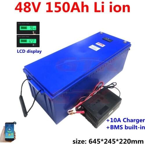 GTK rechargeable 48V 150Ah Lithium li ion battery pack bms 13S for elactric boat solar system Marine RV EV+10A Charger