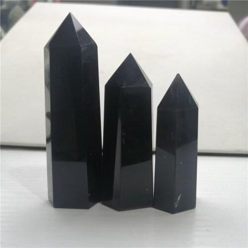 Natural obsidian double wand points polished quartz mineral crystals healing stones reiki decoration fine gifts