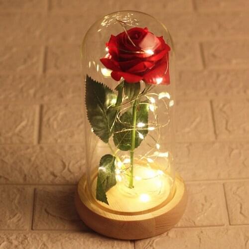 Night light bedroom decoration Rose In Glass Dome, Forever White blue yellow pink blue red rose Romantic Gift Valentines Day
