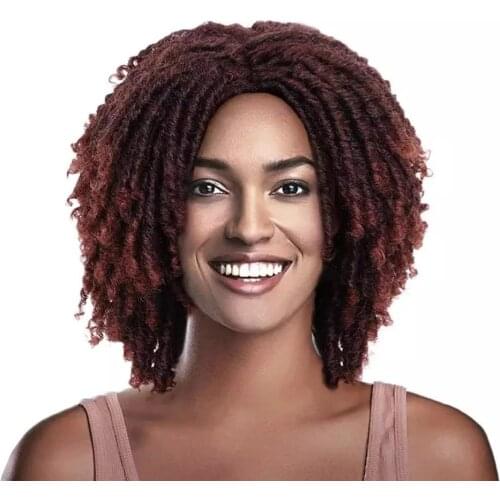 Ombre Crochet Soul Locs Braids Wigs Medium Part Synthetic Dreadlocks Hair Wig for African Women Black Brown Wigs