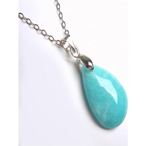 21*14*6mm Women Andm Mens Necklace Fashion Jewelry Natural Amazon Stione Gems Amazonite Waterdrop Pendant Bead