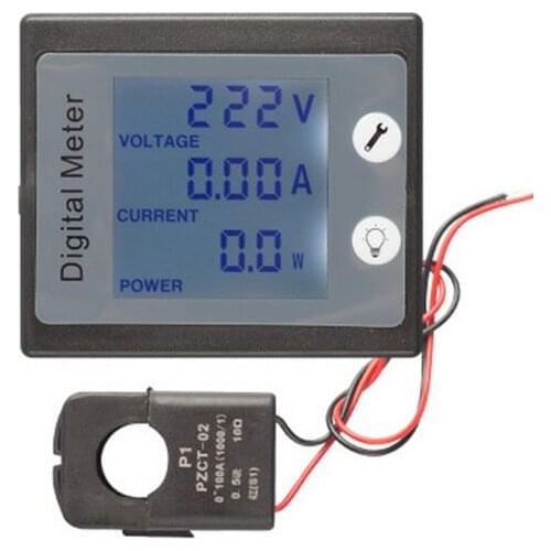 Peacefair AC Single Phase Digital Electric Saver Power Meter Wattmeter 220V 100A Khw Energy Meter PZEM-011 with CT Split