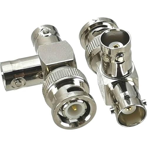BNC male to two BNC female jack triple T in series RF adapter connector 3 way