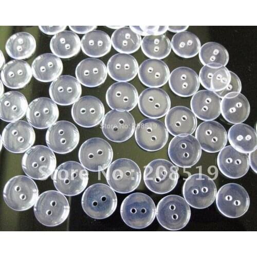 NBNKNV Many sizes available transparent resin round buttons 100pcs/lot 2 hole clear shirt sewing buttons