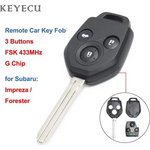 Keyecu Remote Control Car Key Fob 3 Buttons FSK 433MHz with G Chip for Subaru Forester Impreza 2015 2016 2017