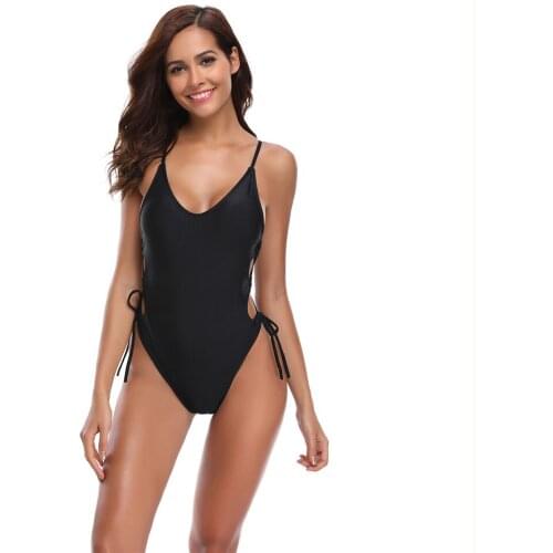 Shesrim New Hot Girl Bikini One Piece Sexy High Fork Siamese Backless Black Swimsuit Bikini