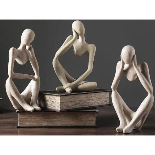 Nordic Abstract Thinker Statue Resin Figurine Office Home Decoration Desktop Decor Handmade Crafts Sculpture Modern Art