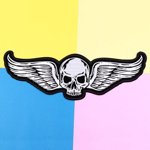 Skeleton wings Embroidery Patches For Clothes Patch Stickers DIY Punk Badges For Clothing Applique Embroidery black Parches