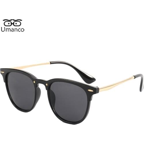 Umanco Vintage Sunglasses for Men Women Metal PC Frame AC Gradient Lens Nail Eyeglasses Male Female Travel Gift Beach Anti UV400