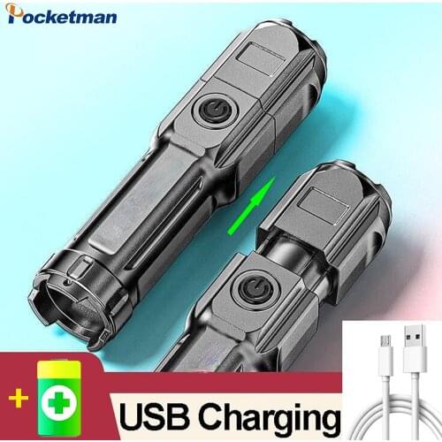 Super Bright Strong Light Focusing USB Rechargeable Led Flashlight Outdoor Portable Home Built-in Battery Multi-function Torch