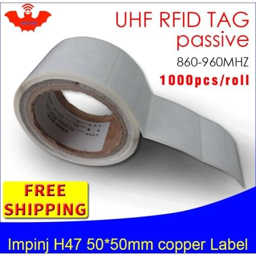UHF RFID tag sticker Impinj H47 EPC6C printable copper label 915m868mhz Higgs3 1000pcs free shipping adhesive passive RFID label