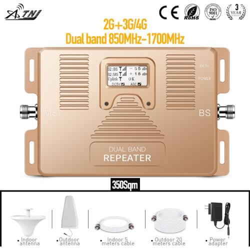 Large coverage, 2g 3g 4g cellular signal repeater with LCD dual band 850/ AWS1700mhz cellphone signal amplifier for America use