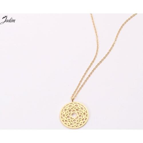 Joolim Jewelry PVD Gold Finish Fashionable Sun Flower Pendant Pentapetalous Necklace Stylish Stainless Steel Necklace