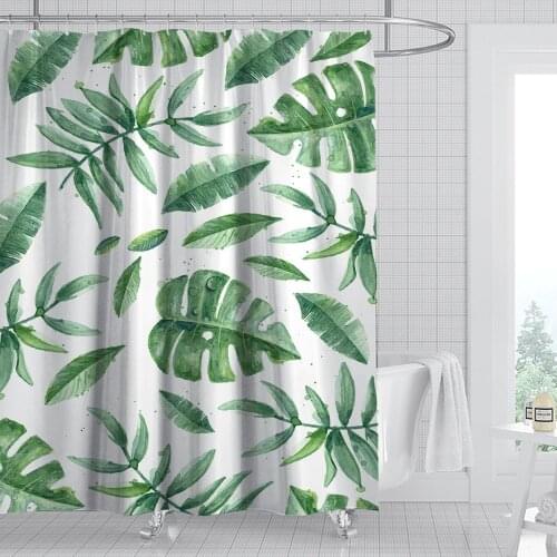 Plant Shower Curtain For Bathroom Waterproof Polyester Bath Curtain 3D Print Flowers Bathroom Decor with 12 Hooks Dropshipping