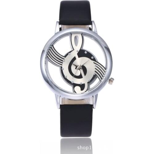 Women Personality Hollow Note Dial Quartz Watch 2021 New Fashion Casual Ladies Leather Dress Wristwatcj Relogio Feminino Clock