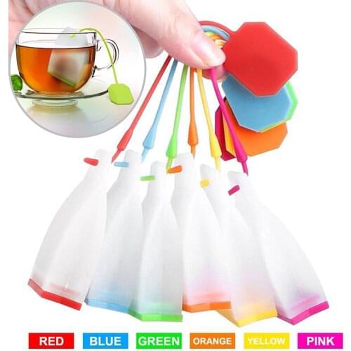 1PC Hot Selling Bag Style Silicone Tea Strainer Herbal Spice Infuser Filter Diffuser Kitchen Coffee Tea Tools Random color