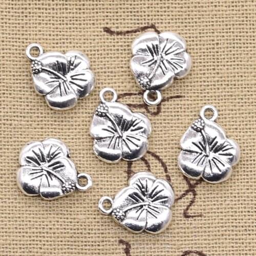 12pcs Charms Double Sided Flower 16x13mm Antique Making Pendant fit,Vintage Tibetan Silver color,DIY Handmade Jewelry