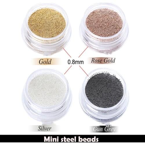 1Pot 3d Metal Micro Nail Crystal Beads Stainless Steel Caviar Beads Nail Art Rhinestones Mixed Nail Art Accessories Manicure C