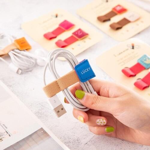 2 Pcs Canvas Lovely Cable Organizer Winder Cable Cord Organizer For Mouse Charger Headset Random Color