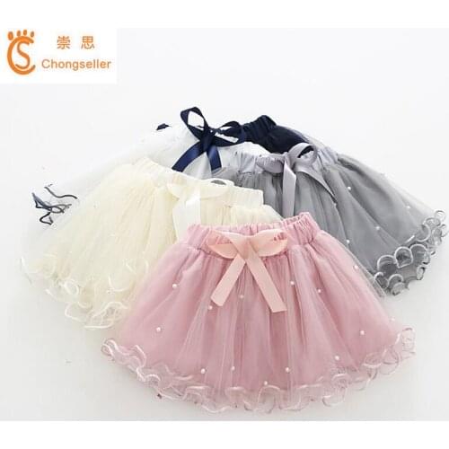 2018 High Quality Summer Lovely Girls Ball Gown Skirt Pearl Baby Girls Princess Dance Party Skirts