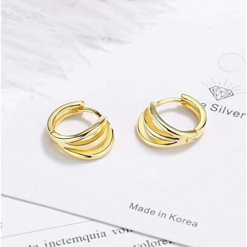 2021 New 3 Lay Hollow Out Design Fashion Earring Silver Color High Polished Small Jewelry Earring For Women
