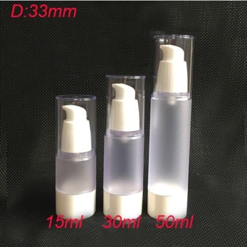 30ml frosted airless vacuum pump lotion bottle w white mouth &clean Lid Cosmetic Container Refillable Bottle COSMETIC CONTAINER