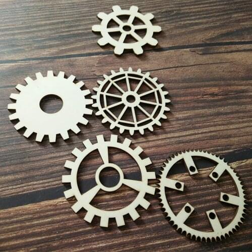 50pcs 6cm Wooden Gears Shape DIY Craft Tag Decoration Gift Decoupage Embellishments Laser Cut Scrapbooking Steampunk Card Cogs