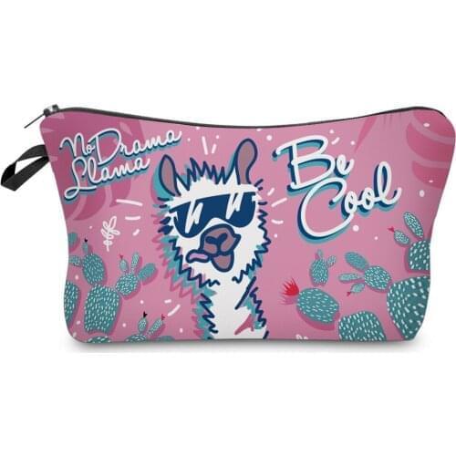 Alpaca Cosmetic Totes Women 3D Printing Makeup Bags Travel Organizer Toiletry Handbag 2021 New Fashion Waterproof Zipper Design