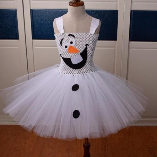 Kids Olaf Snowman Costume X-Mas Girls Cute Tutu Dress Cosplay Christmas Party Outfit Gift For Infant Child Toddler Newborn Baby