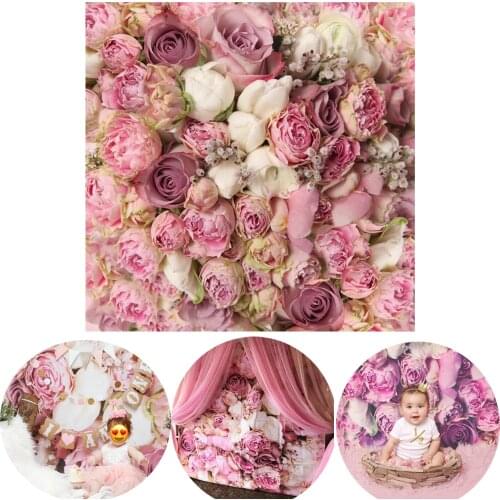 Mehofoto Pink Rose Flower Backdrop Wedding Large Background Bridal Baby Shower Newborn Props Birthday Party Banner Dessert Table