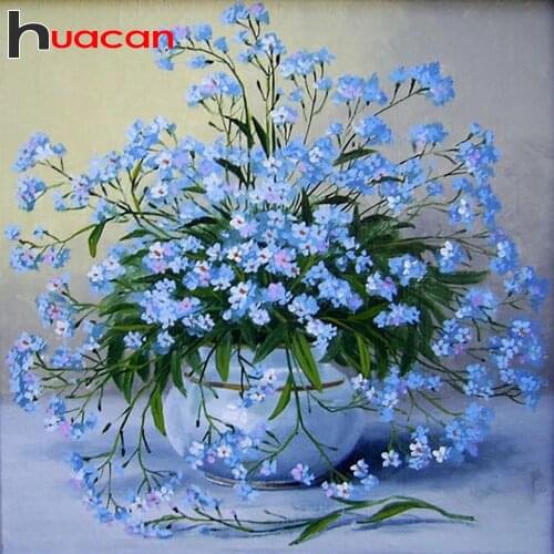 Huacan 5D DIY Diamond Embroidery Cross Stitch Gypsophila Full Square/Round Diamond Painting Mosaic Flower Vase Beaded Pictures