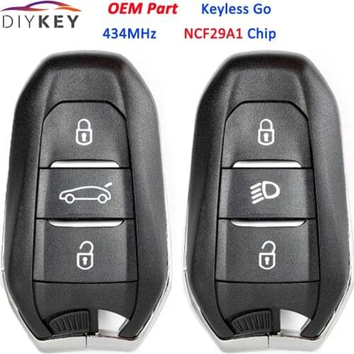 DIYKEY OEM Keyless Go for Peugeot 5008 508 2020 Smart Remote Car Key Light 3 Button 434MHz IM3A with Hitag AES NCF29A1 Chip