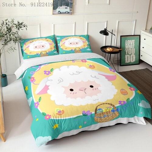 Cartoon Cute Alpaca Printing Bedding Set 2/3pcs Duvet Cover Set US/AU/EU Size Bedclothes Microfiber Quilt Cover Kids Gift