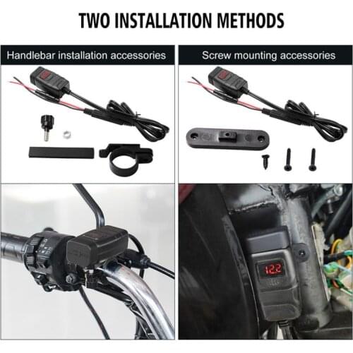 Motorcycle Waterproof Dust-Proof Dual QC3.0 quick charge 12V mobile phone charger with switch Quick Charge