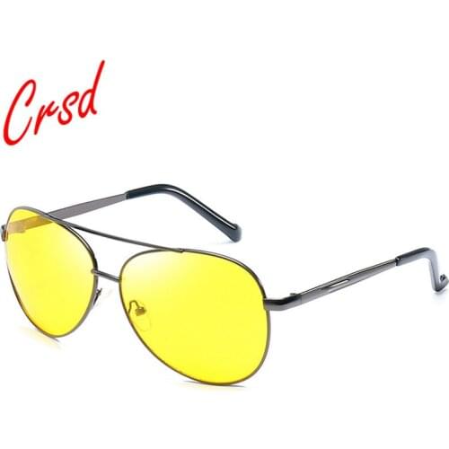 CRSD Men Classic Night Vision Glasses For Retro Metal Frame Yellow Lens UV400 Protection Sunglasses Driver Glasses for Driving
